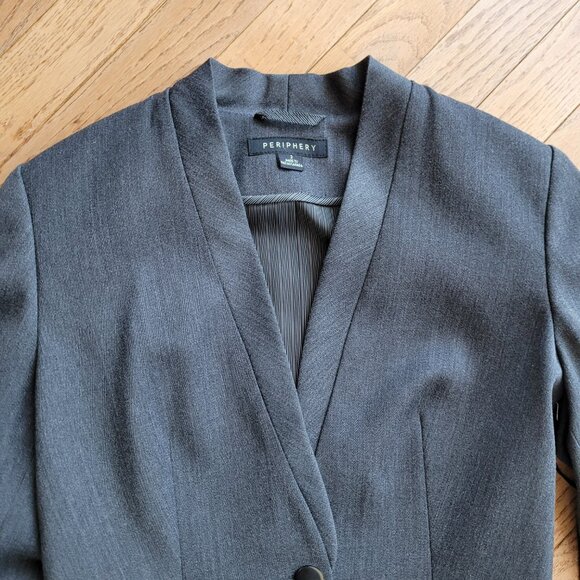 NWT Periphery Gray Blazer Modern Style Soft Wool Stretch 2 Fitted - Picture 3 of 16